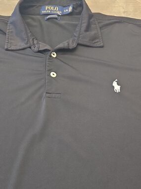 Polo by Ralph Lauren Black Performance Tee with Blue/Gold Labels